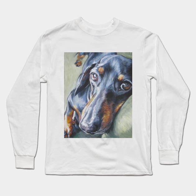 Dachshund Fine Art Painting Long Sleeve T-Shirt by LASHEPARD